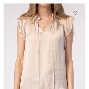 Frame Denim Blush Pleated Sleeve Blouse